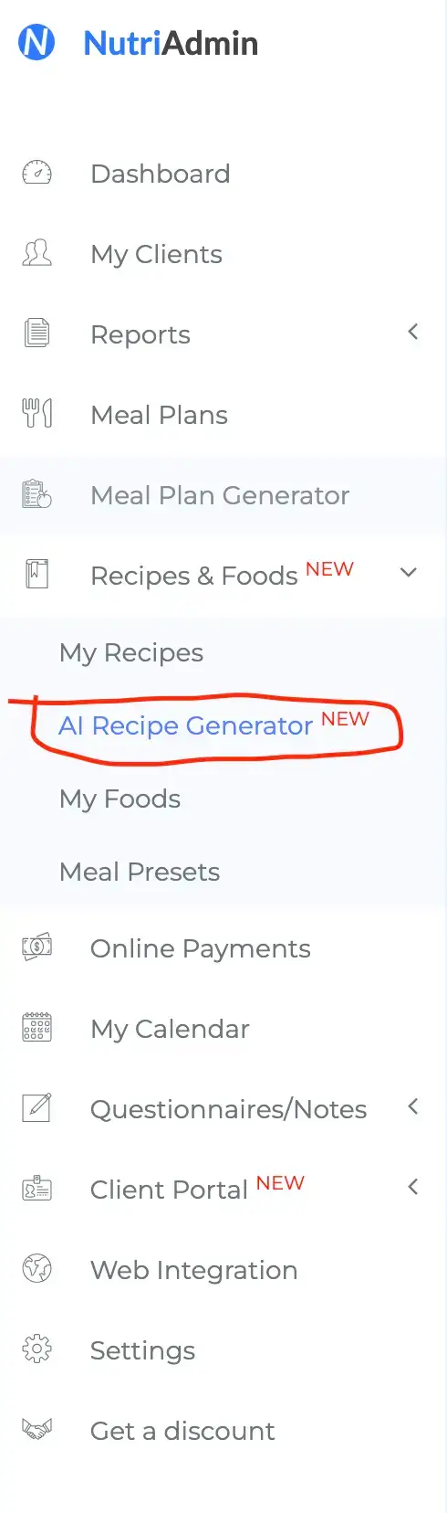 Open recipes ai menu